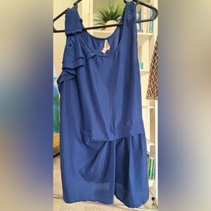 Sleeveless blue silk Anthropologie blouse